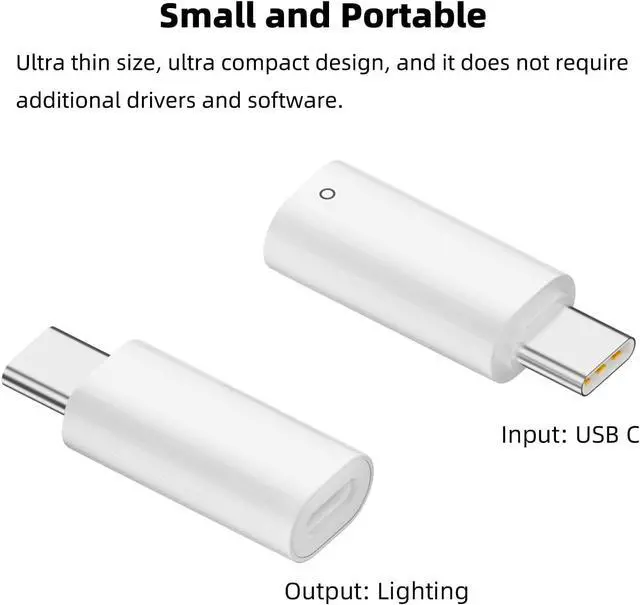 Alt view image 6 of 6 - USB C to Pencil Adapter Designed for Pencil 1st Generation Only Compatible with 10th/11th A16 2025 Gen Type C Pencil Charging Dongle Connector (White)