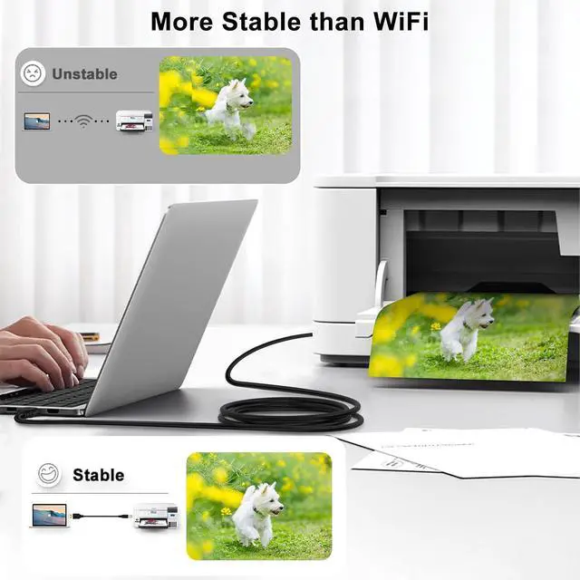 Alt view image 3 of 7 - 10FT USB Printer Cable USB A to USB B Scanner Cable Printer Cord USB Type B High Speed printer cable Long MIDI CABLE for Computer Laptop Digital Piano