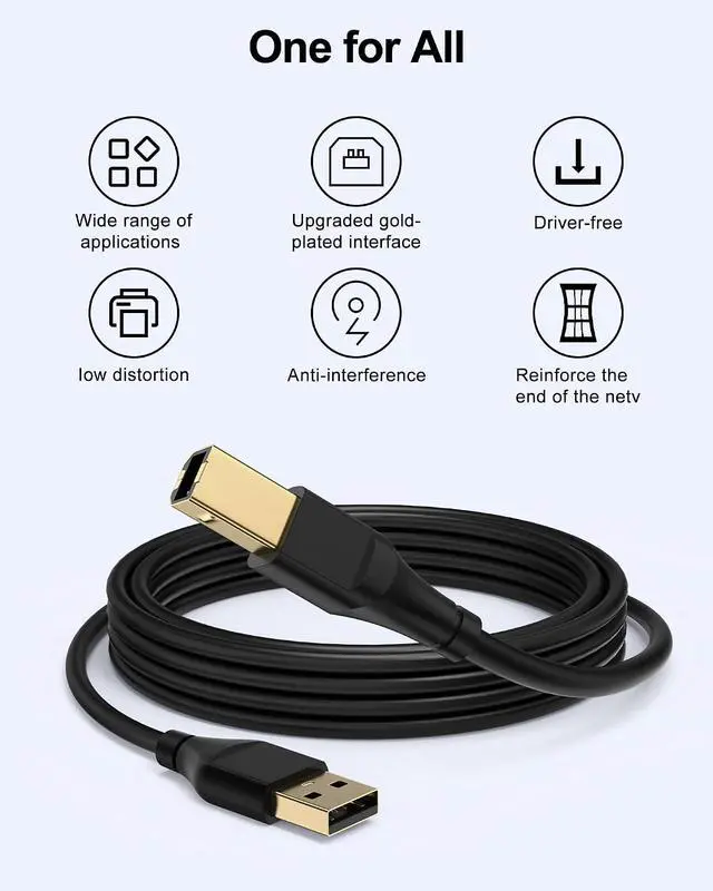 Alt view image 4 of 7 - Printer Cable 3ft Square USB A to USB B Cable for Printer/Scanner Ethernet Print Smoothly Connect to Computer/Laptop/Pc - USB 2.0 Type B Impresora Midi Long Cord 6 Foot