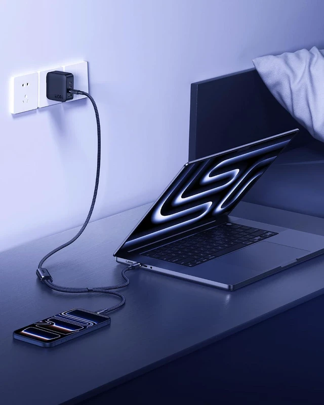 Alt view image 7 of 7 - USB C Cable, Single Port Max 140W 4.9FT 5A USB C Charger Cable, 2 in 1 Multi Fast Charging Cable, Nylon Braided USB C to USB C Cable for 17/Pro/Plus/Max, MacBook Pro, iPad Pro, Galaxy S24/S23