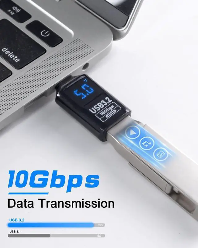 Alt view image 3 of 7 - USB C Male to USB A Female Adapter 10Gbps Type C to Type A Connector with Digital Dispaly Undirectional USB 3.2 OTG Thunderbolt 3 Conenctor for Galaxy S25 S24 MacBook 2-Pack