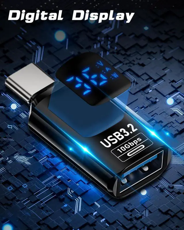 Alt view image 5 of 7 - USB C Male to USB A Female Adapter 10Gbps Type C to Type A Connector with Digital Dispaly Undirectional USB 3.2 OTG Thunderbolt 3 Conenctor for Galaxy S25 S24 MacBook 2-Pack