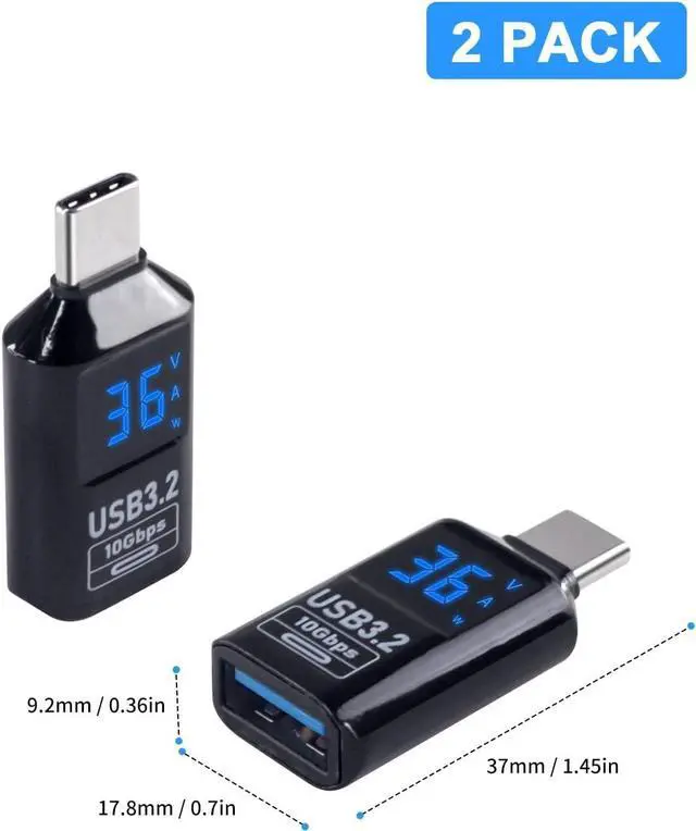 Alt view image 7 of 7 - USB C Male to USB A Female Adapter 10Gbps Type C to Type A Connector with Digital Dispaly Undirectional USB 3.2 OTG Thunderbolt 3 Conenctor for Galaxy S25 S24 MacBook 2-Pack