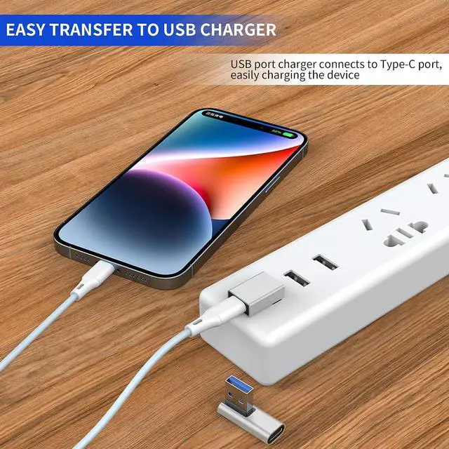 Alt view image 5 of 7 - 2-Pack 90 Degree USB A Male to USB C Female Adapter USB A 3.0 Male to USB C Female Connector Converter for Laptop/Mobile Phone/Tablet/PC