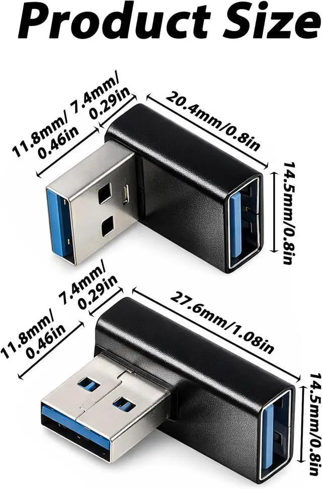 Alt view image 2 of 7 - 4 Pack 90 Degree USB 3.0 Adapter USB Extender Connector Adapter Up and Down Angle Left and Right Angle USBs A Male to Female Converter Extender for PC Laptop Mouse Keyboard