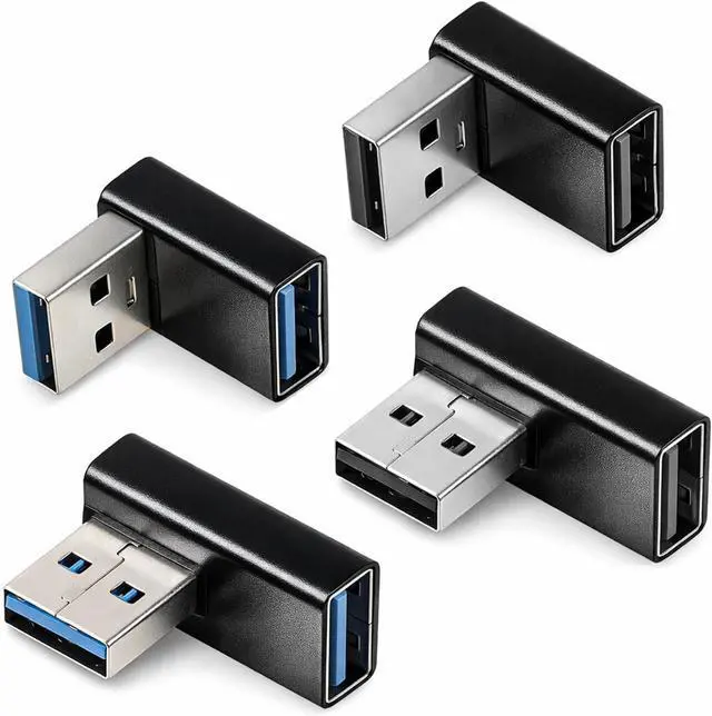 Main image of 4 Pack 90 Degree USB 3.0 Adapter USB Extender Connector Adapter Up and Down Angle Left and Right Angle USBs A Male to Female Converter Extender for PC Laptop Mouse Keyboard