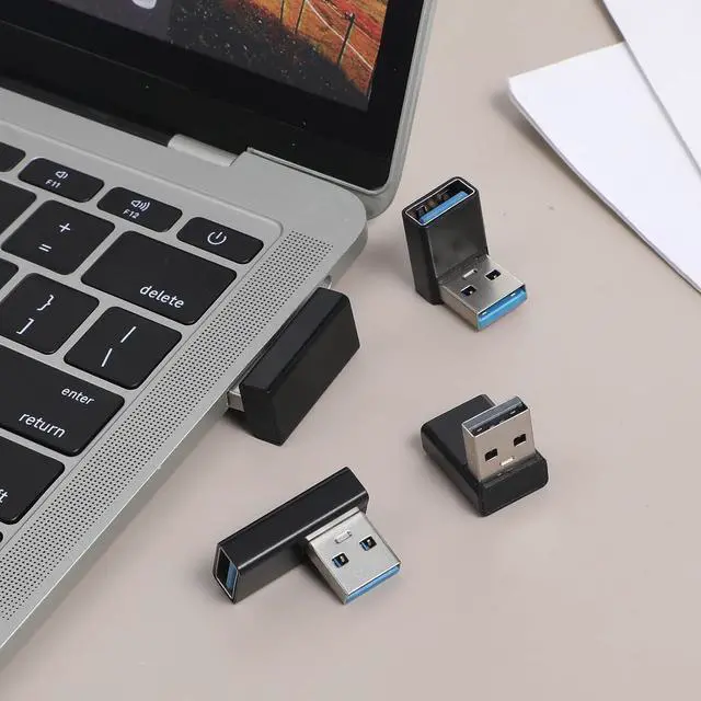 Alt view image 7 of 7 - 4 Pack 90 Degree USB 3.0 Adapter USB Extender Connector Adapter Up and Down Angle Left and Right Angle USBs A Male to Female Converter Extender for PC Laptop Mouse Keyboard