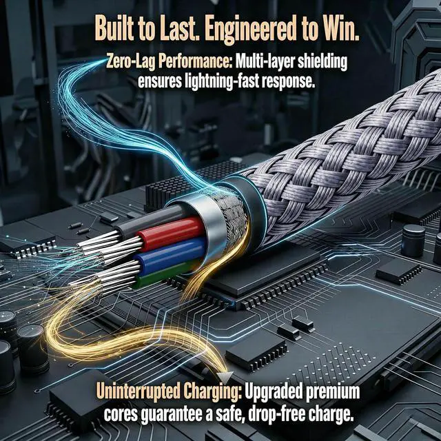Alt view image 7 of 7 - 10 ft USB Printer Cable Nylon Braided USB 2.0 Type A to B Cord Compatible with DAC & Piano - Space Grey
