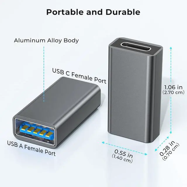 Alt view image 6 of 7 - USB C Female to USB Female Adapter Type C to Type A 3.2 Converter 3 Pack 10Gbps OTG Data Transfer Connector for iPhone17 17e 16 Mac Laptops Tablets Galaxy S26 USB A Peripherals