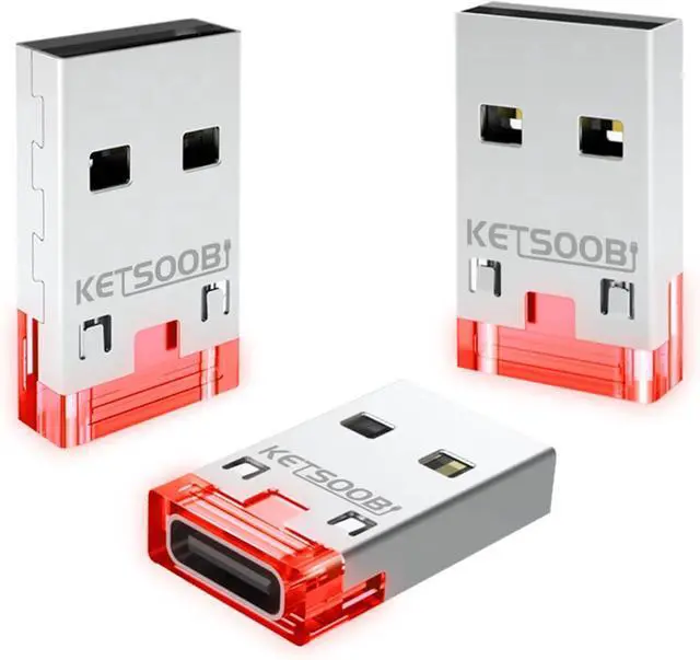 Main image of USB C to USB Adapter 3-Packs Type C Male to USB A Female Converter with LED Indicator Red Color