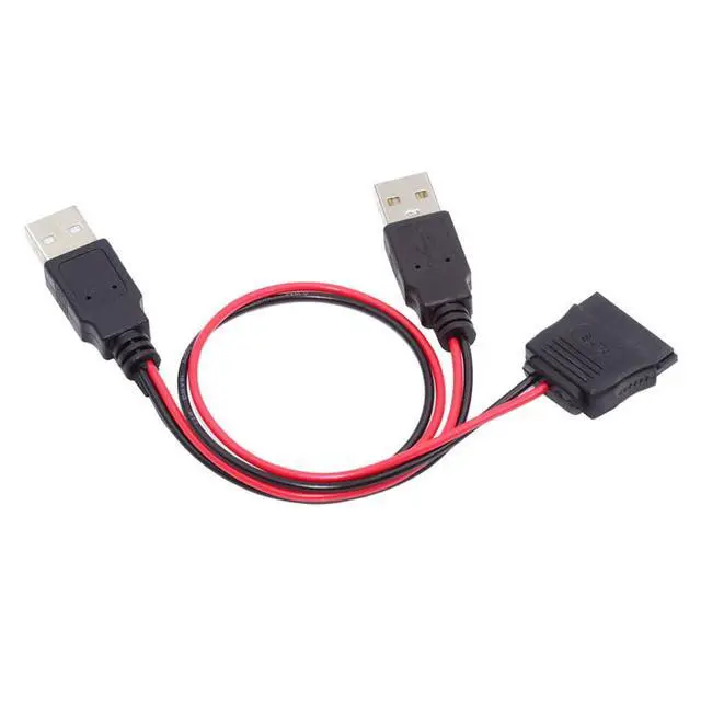 Alt view image 7 of 7 - Dual USB 2.0 to SATA Converter Adapter Cord 15Pin DC 5V Power Supply Hard Drive Cable for 2.5 inch SATA HDD SSD Disk Driver 1FT