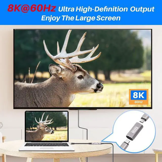 Alt view image 5 of 5 - 240W USB Type-C Coupler 2 Pack USB 4.0 Type C Female to Female Extender Adapter Connector Support 240W PD 3.1 Fast Charging 40Gbps Data Transfer 8K@60Hz Video Output (Compatible with Thunderbolt 4/3)