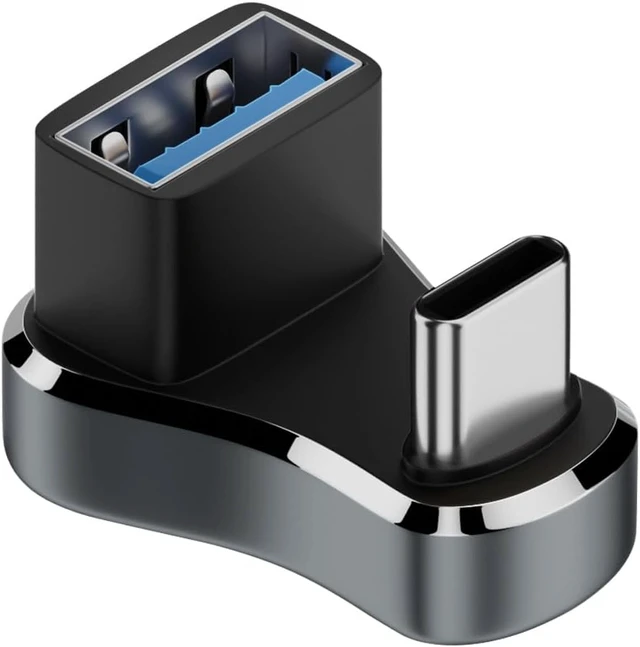 Main image of Wider USB C to USB3.1 U Shaped Angle Adapter 10Gbps Type C Male to USB3.1 Female Wide Distance 180 Degree Connector OTG 36W Charging (C to A) LED/Al Alloy for Steam Deck Smartphone Tablet