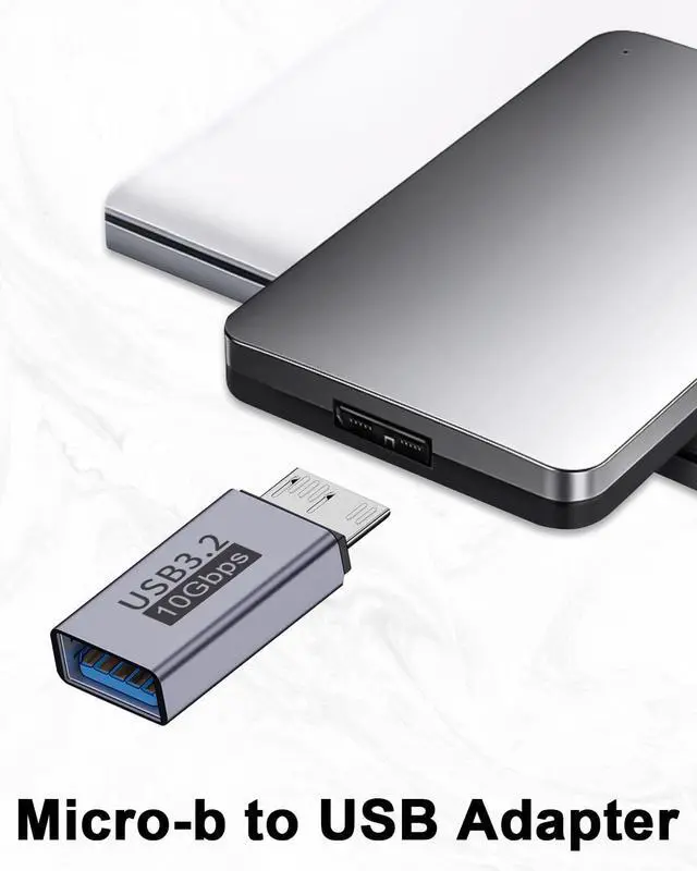 Alt view image 2 of 7 - 10Gbps USB 3.2 to Micro B Adapter USB A Female to USB 3.2 Micro B Male Adapter Type A Female to Male Micro B Connector for Mobile Hard Disk S5 (2 Pack Grey)