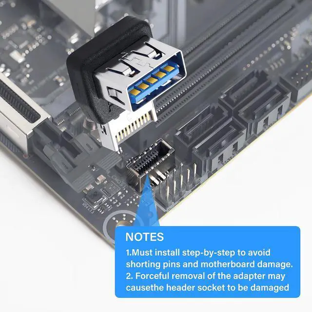 Alt view image 3 of 7 - USB 3.1 Front Panel Header 10Gbps Type E to USB 3.1 Motherboard Header Adapter Type-E Male to USB A Female Front Connector Converter (PH741B)
