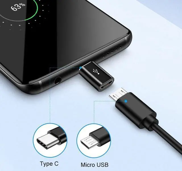 Alt view image 2 of 5 - Replacement for Galaxy S22 S21 S20 S10 S8 Plus USB C Adapter (4-Pack) Micro USB to USB Type C Fast Charging Connector