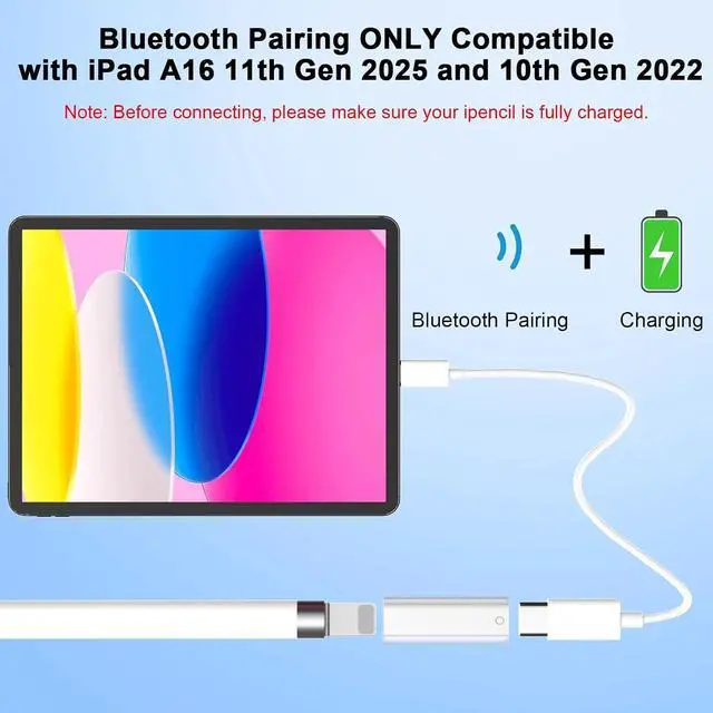 Alt view image 4 of 7 - USB C to Pencil 1st Adapter for A16 11th 10th Generation Type C Female to for Lightning Female Charger Adaptor for Pencil First Gen Bluetooth Pair Connector for iPencil 1