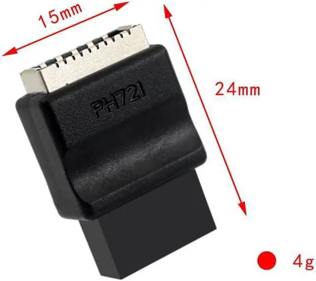 Alt view image 3 of 4 - USB 2.0 9Pin to Type-E Motherboard Header Extension Adapter USB 9-Pin Female to Type E Female Front Connector Converter