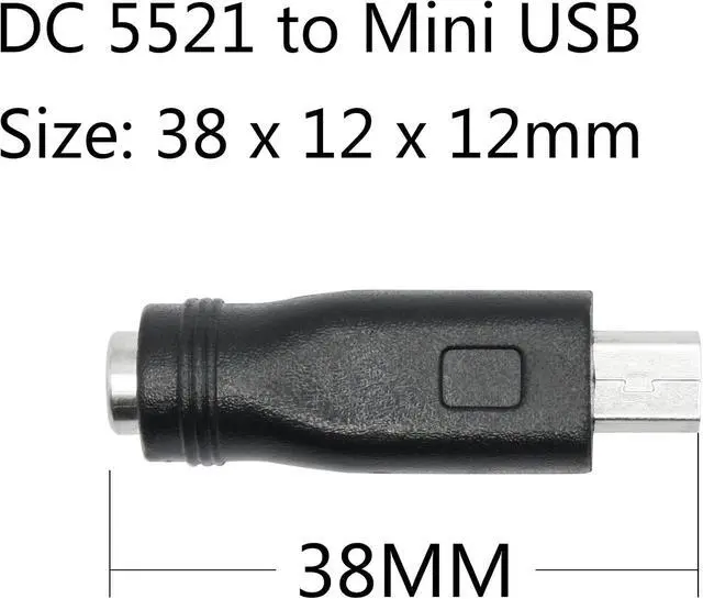 Alt view image 6 of 6 - DC 5.5mm x 2.1mm to Mini USB Adapter 5V DC 5521 Female to Mini USB Male Plug Convert Connector Power (4Pcs)