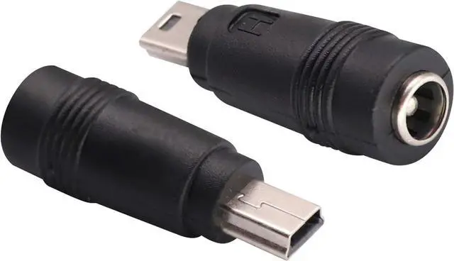 Main image of USB Mini DC Power Adapter 2-Pack Black Mini USB 2.0 Male Jack