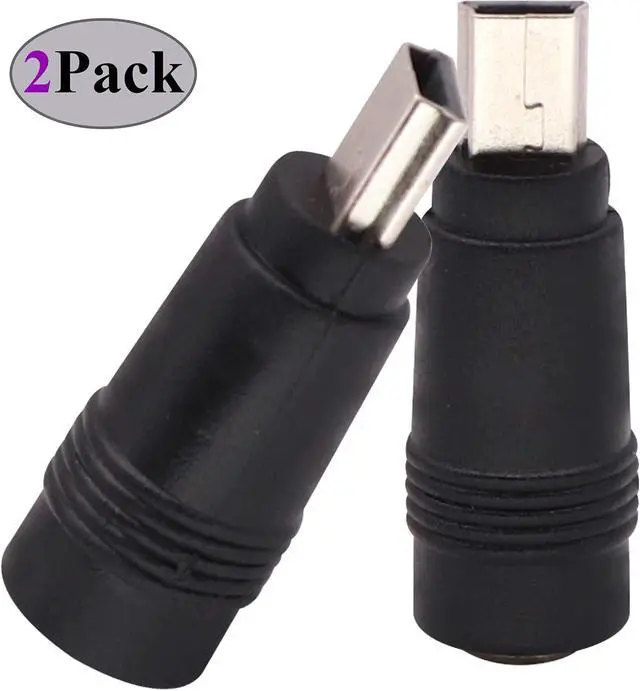 Alt view image 3 of 7 - USB Mini DC Power Adapter 2-Pack Black Mini USB 2.0 Male Jack