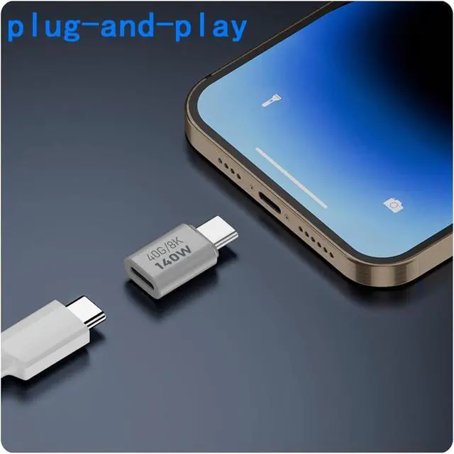 Alt view image 4 of 5 - USB C Female to Male Adapter USB Type C Coupler Extender Support 140W 40Gbps 8K@60Hz for Laptop Phones and More Type C Devices (White) 2 Pack