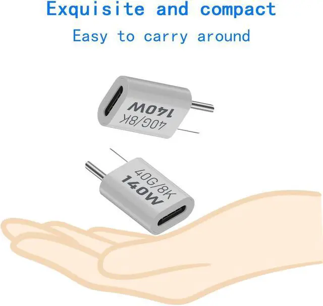 Alt view image 5 of 5 - USB C Female to Male Adapter USB Type C Coupler Extender Support 140W 40Gbps 8K@60Hz for Laptop Phones and More Type C Devices (White) 2 Pack