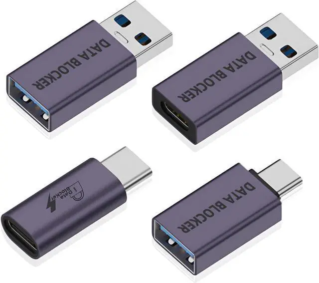 Main image of USB C Data Blocker Adapter Fast Charging Compatible Data Transfer Protection (4 Purple)