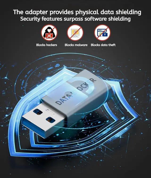 Alt view image 6 of 7 - USB C Data Blocker Adapter Fast Charging Compatible Data Transfer Protection (4 Purple)