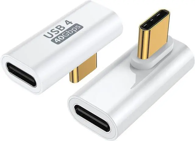 Main image of 90 Degree USB C Adapter (2 Pack) L Shape Left and Right USB Type C Connector for Meta Quest MacBook iMac iPhone 16 15 Series and Other Type C or Thunderbolt 4/3 Devices - White
