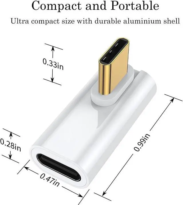 Alt view image 5 of 7 - 90 Degree USB C Adapter (2 Pack) L Shape Left and Right USB Type C Connector for Meta Quest MacBook iMac iPhone 16 15 Series and Other Type C or Thunderbolt 4/3 Devices - White