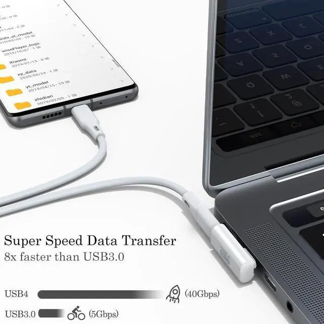Alt view image 3 of 7 - 90 Degree USB C Adapter (2 Pack) L Shape Left and Right USB Type C Connector for Meta Quest MacBook iMac iPhone 16 15 Series and Other Type C or Thunderbolt 4/3 Devices - White