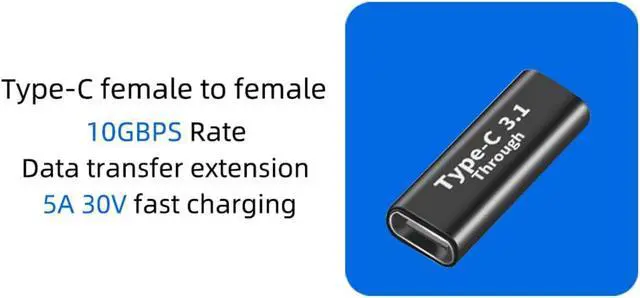 Alt view image 5 of 6 - (2Packs USB C Female to Female Adapter USB 3.1 Double Holes Adapter Supports Fast Charging and Data Transfer Extension up to 10GBbps Rate (Female-to-Female)