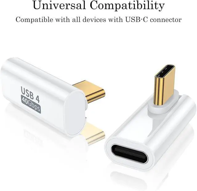 Alt view image 6 of 7 - 90 Degree USB C Adapter (2 Pack) L Shape Left and Right USB Type C Connector for Meta Quest MacBook iMac iPhone 16 15 Series and Other Type C or Thunderbolt 4/3 Devices - White
