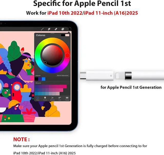Alt view image 5 of 7 - USB C Adapter for Pencil 1st Generation USBC Pencil Charger Adapter USB-C to for Lightning Specific Compatible with 10th/11th Type C iPencil 1 Dongle Pen Connector Pair for A16 2025