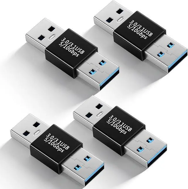 Main image of 2 Pack USB Male to Male Adapter USB 3.1 Type a to Type a Adapter High Speed Extension Connector for Hard Driver Laptop DVD Player Monitor Camera Black