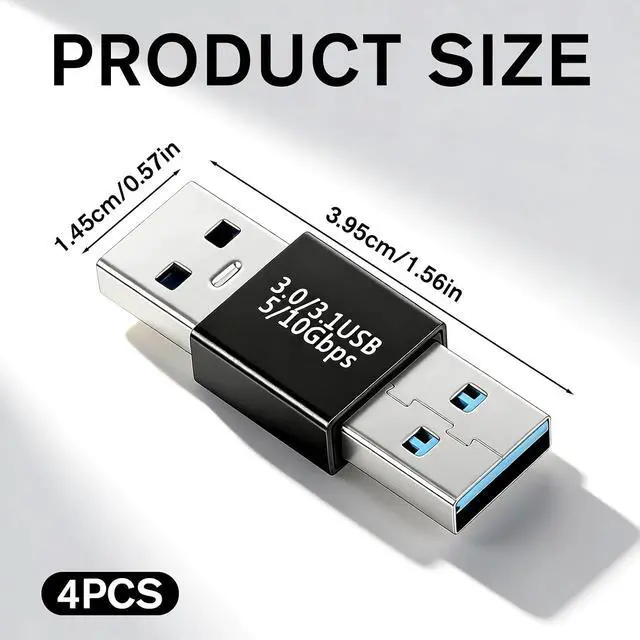 Alt view image 2 of 7 - 2 Pack USB Male to Male Adapter USB 3.1 Type a to Type a Adapter High Speed Extension Connector for Hard Driver Laptop DVD Player Monitor Camera Black