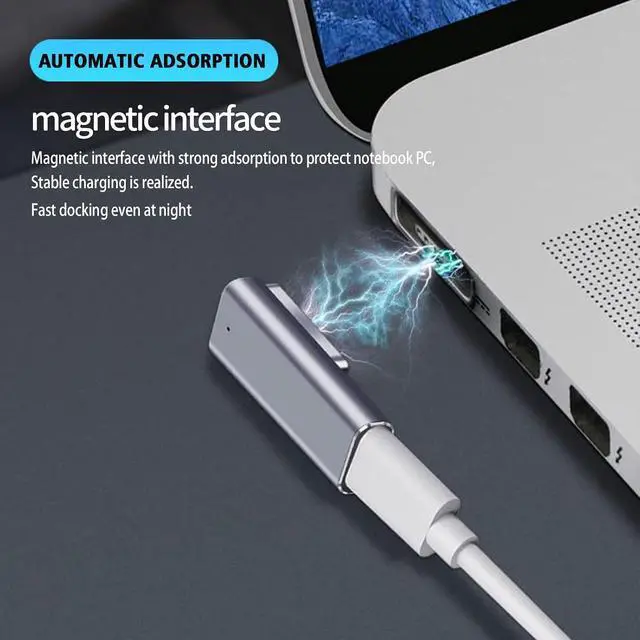 Alt view image 4 of 7 - Magnetic USB C to Magnetic 2 Male to Female Adapter Safe 2 PD 100W Power Fast Charging Converter for 2013-2015 MacBook Pro Air with 100W/5A USB C Cable (1.5M)