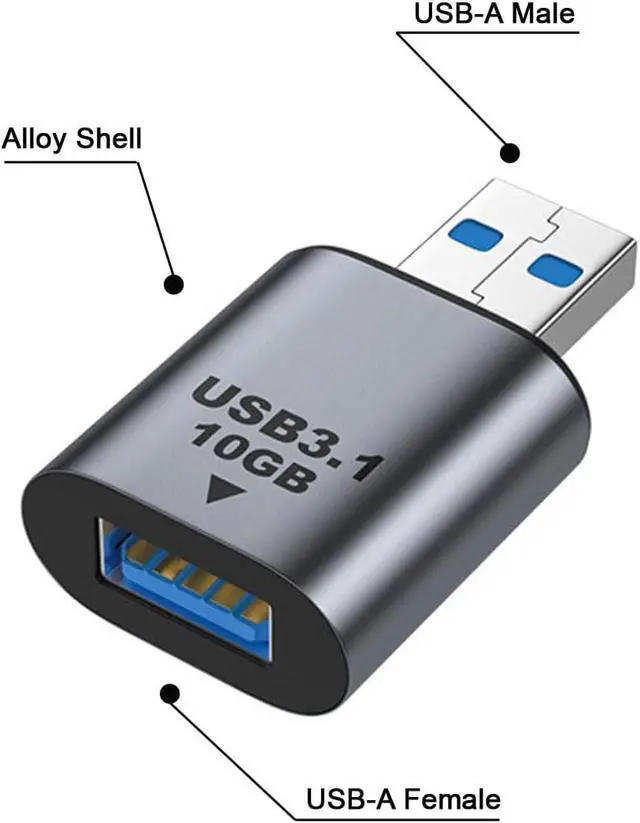 Alt view image 2 of 6 - Adapter USB 3.0/3.1 Type A Female to USB 3.0/3.1 A Male Data Adapter 10Gbps Extension for Laptop Desktop