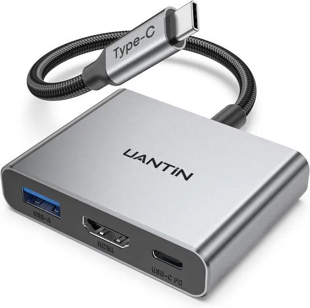Main image of USB C to HDMI Adapter 4K USB Type C to HDMI Multiport Digital AV Converter with 100W PD USB 3.0 Port USB-C Hub Dongle for MacBook Neo/Pro/Air iPad Tablets TV Monitor (Gray)