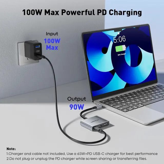 Alt view image 4 of 7 - USB C to HDMI Adapter 4K USB Type C to HDMI Multiport Digital AV Converter with 100W PD USB 3.0 Port USB-C Hub Dongle for MacBook Neo/Pro/Air iPad Tablets TV Monitor (Gray)