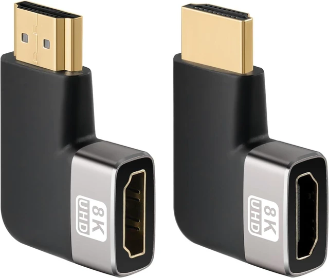 Main image of 8K HDMI Flat 90 Degree and 270 Degree Gold Plated Adapter 2 Pack Right Angle HDMI Male to Female Vertical Flat Adapter HDMI L Shape Extender Supports 8K@60Hz4K@120Hz for HDTV One