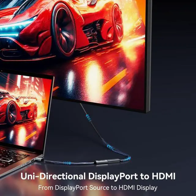 Alt view image 2 of 7 - DisplayPort 1.4 to HDMI 2.1 Adapter 8K@60Hz/4K@240Hz/1080P@480Hz Unidirectional DP Computer to HDMI Monitor High-Spec Converter for Gaming Monitor TV