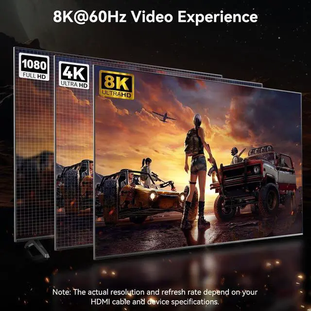 Alt view image 4 of 7 - DisplayPort 1.4 to HDMI 2.1 Adapter 8K@60Hz/4K@240Hz/1080P@480Hz Unidirectional DP Computer to HDMI Monitor High-Spec Converter for Gaming Monitor TV