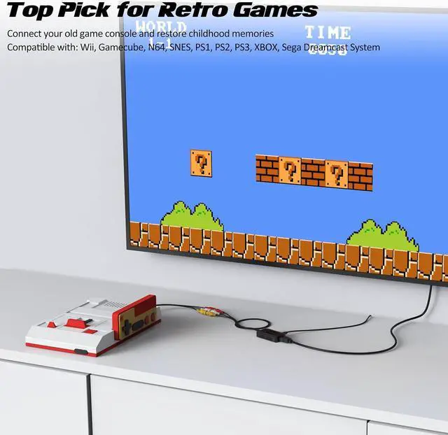 Alt view image 3 of 7 - RCA to HDMI Converter AV (Red Yellow White Cable) to HDMI Adapter 1080P@60Hz for VCR DVD VHS STB Wii PS One PS2 SNES Xbox DVD Player to TV Monitor