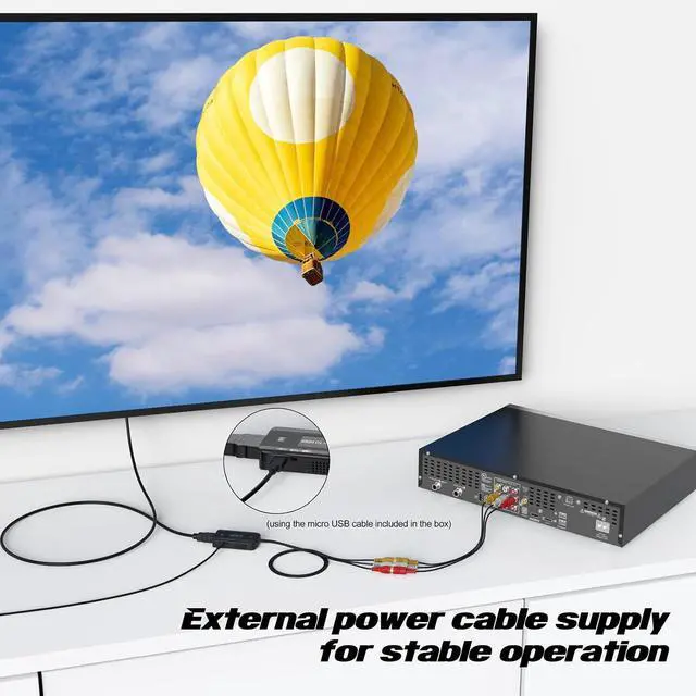 Alt view image 4 of 7 - RCA to HDMI Converter AV (Red Yellow White Cable) to HDMI Adapter 1080P@60Hz for VCR DVD VHS STB Wii PS One PS2 SNES Xbox DVD Player to TV Monitor