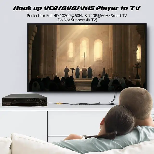 Alt view image 2 of 7 - RCA to HDMI Converter AV (Red Yellow White Cable) to HDMI Adapter 1080P@60Hz for VCR DVD VHS STB Wii PS One PS2 SNES Xbox DVD Player to TV Monitor