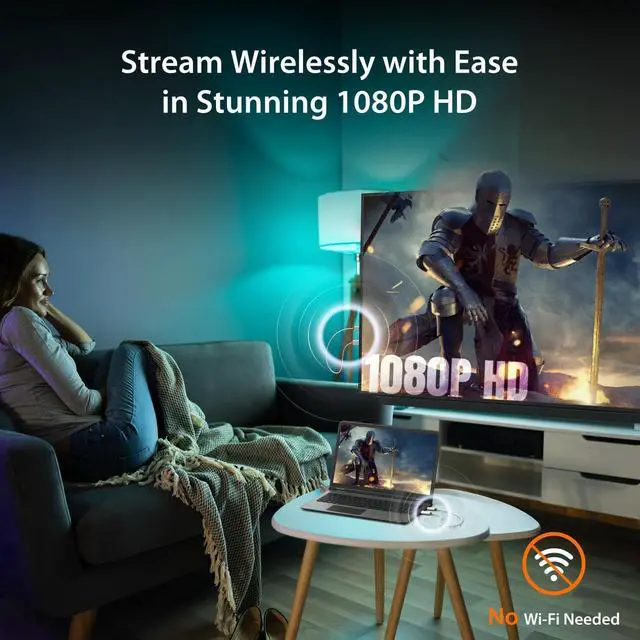 Alt view image 2 of 7 - j5create ScreenCast Mini Wireless HDMI Transmitter and Receiver, 1080p@60Hz 5G+2.4G Low Latency FHD Wireless Display Adapter for Streaming from Laptop/Tablet/Phone to TV/Monitor/Projector (JVAW65)