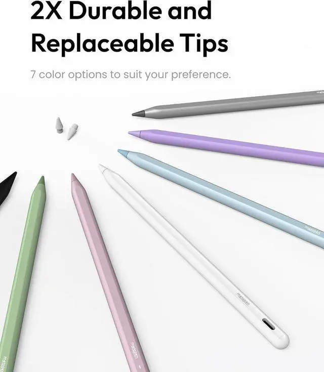Alt view image 6 of 7 - Metapen Pencil A8 for iPad 2018-2026 (2X Faster Charge) Tilt Sensitivity Pixel Precision Stylus Pen for iPad 11/10/9/8/7/6th Gen Pro 12.9/11/13-inch M4 Air 3/4/5/M2/M3 Mini 5/6th Green