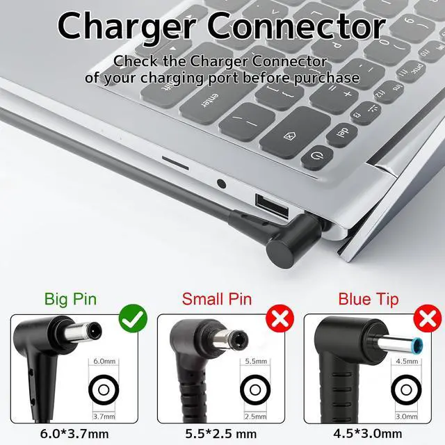 Alt view image 2 of 7 - 240W 20V 10A laptop Charger Fit for Asus Rog Zephyrus Duo 15 G14 GA402 G15 G16 M16 GU603; Vivobook Pro 15X 16X S15 S17 GX502; Flow X16 GV601 TUF A15 A17 F15 F16 F17 AC Adapter ADP-240EB B Power Supply